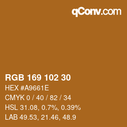 Color code: RGB 169 102 30 | qconv.com