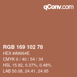 Color code: RGB 169 102 78 | qconv.com