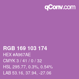Color code: RGB 169 103 174 | qconv.com