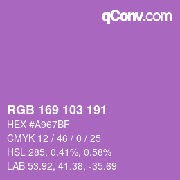 Color code: RGB 169 103 191 | qconv.com