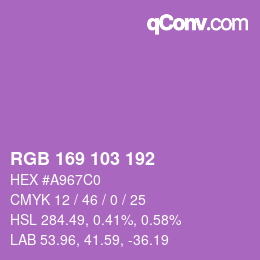 Color code: RGB 169 103 192 | qconv.com