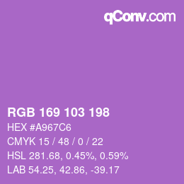 Color code: RGB 169 103 198 | qconv.com