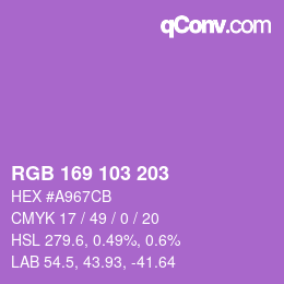 カラーコード: RGB 169 103 203 | qconv.com