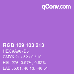 Color code: RGB 169 103 213 | qconv.com