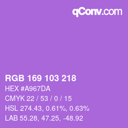 Color code: RGB 169 103 218 | qconv.com