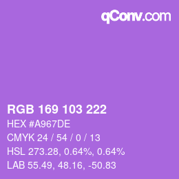 Color code: RGB 169 103 222 | qconv.com