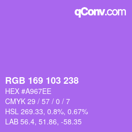 Color code: RGB 169 103 238 | qconv.com
