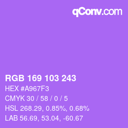 Color code: RGB 169 103 243 | qconv.com