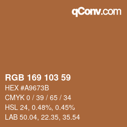 Color code: RGB 169 103 59 | qconv.com