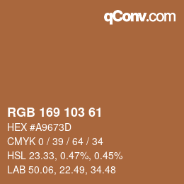 Color code: RGB 169 103 61 | qconv.com