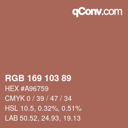 颜色代码: RGB 169 103 89 | qconv.com