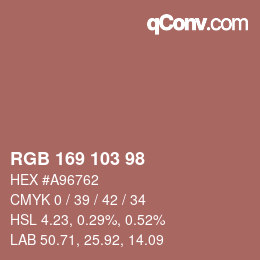 Color code: RGB 169 103 98 | qconv.com