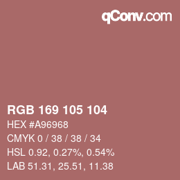 Color code: RGB 169 105 104 | qconv.com