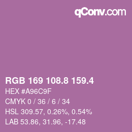 カラーコード: RGB 169 108.8 159.4 | qconv.com