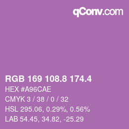 カラーコード: RGB 169 108.8 174.4 | qconv.com