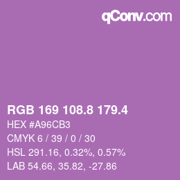 カラーコード: RGB 169 108.8 179.4 | qconv.com