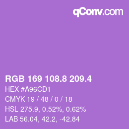 カラーコード: RGB 169 108.8 209.4 | qconv.com