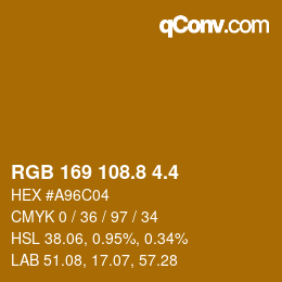カラーコード: RGB 169 108.8 4.4 | qconv.com