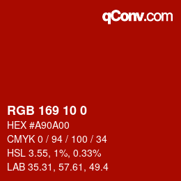 Color code: RGB 169 10 0 | qconv.com