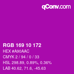カラーコード: RGB 169 10 172 | qconv.com