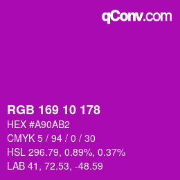 カラーコード: RGB 169 10 178 | qconv.com