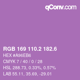 カラーコード: RGB 169 110.2 182.6 | qconv.com