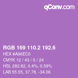 カラーコード: RGB 169 110.2 192.6 | qconv.com