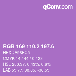 カラーコード: RGB 169 110.2 197.6 | qconv.com