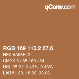 カラーコード: RGB 169 110.2 67.6 | qconv.com