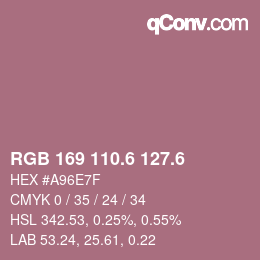カラーコード: RGB 169 110.6 127.6 | qconv.com