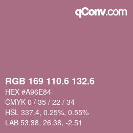 カラーコード: RGB 169 110.6 132.6 | qconv.com