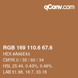 カラーコード: RGB 169 110.6 67.6 | qconv.com