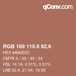 カラーコード: RGB 169 110.6 92.6 | qconv.com