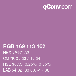 Color code: RGB 169 113 162 | qconv.com