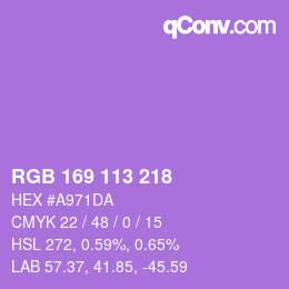 Color code: RGB 169 113 218 | qconv.com