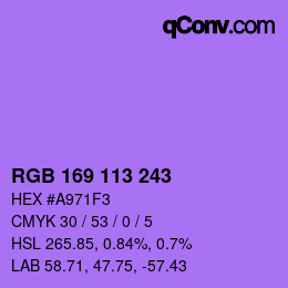 Color code: RGB 169 113 243 | qconv.com