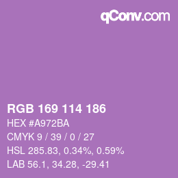 Color code: RGB 169 114 186 | qconv.com