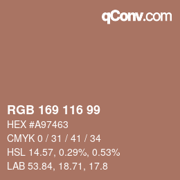 Farbcode: RGB 169 116 99 | qconv.com