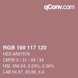 Código de color: RGB 169 117 120 | qconv.com