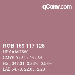 颜色代码: RGB 169 117 128 | qconv.com