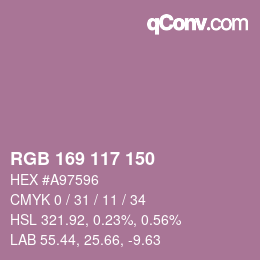 颜色代码: RGB 169 117 150 | qconv.com