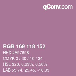 カラーコード: RGB 169 118 152 | qconv.com