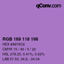 Color code: RGB 169 118 198 | qconv.com