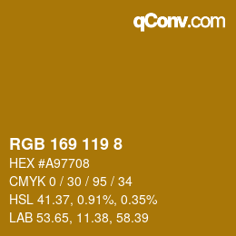 Color code: RGB 169 119 8 | qconv.com
