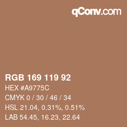 颜色代码: RGB 169 119 92 | qconv.com