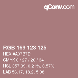 Farbcode: RGB 169 123 125 | qconv.com