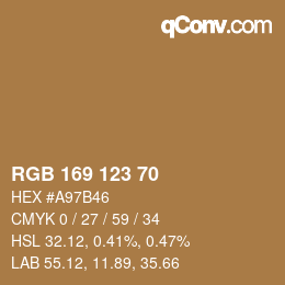 Color code: RGB 169 123 70 | qconv.com