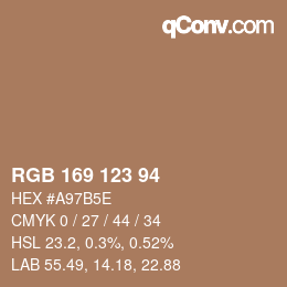 颜色代码: RGB 169 123 94 | qconv.com