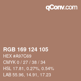 Color code: RGB 169 124 105 | qconv.com