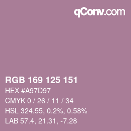 颜色代码: RGB 169 125 151 | qconv.com